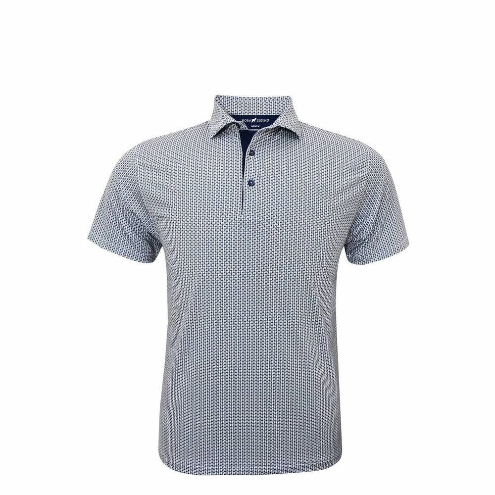 NEW HORN LEGEND men's micro performance polo in white/navy/sand